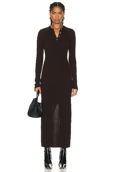 Khaite Hans Ribbed-knit Cashmere Maxi Dress In Brown