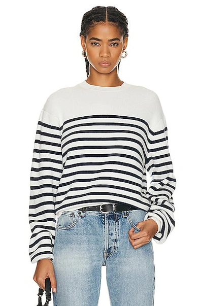 Khaite Viola Jumper Clothing In Ivory & Navy Stripe