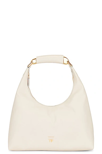 Tom Ford Bianca Small Grain Leather Hobo Bag In Chalk