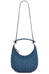 Valentino Rockstud Small Quilted Denim Hobo Bag In Light Denim