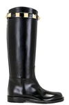 Valentino Garavani Calfskin Leather Roman Stud Boot 15mm Woman Black 40 In Nero