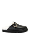 Moncler Bell Leather & Shearling Mule In Black