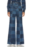 Chloé Patchwork High-rise Wide-leg Jeans In Multicolor Blue 1