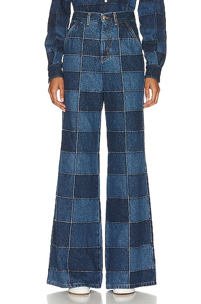 Chloé Patchwork High-rise Wide-leg Jeans In Multi