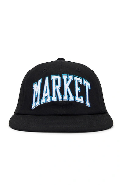 Market Offset Arc 6 Panel Hat In Black