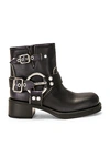 Miu Miu Leather Vintage-effect Ankle Boots 50 In Nero