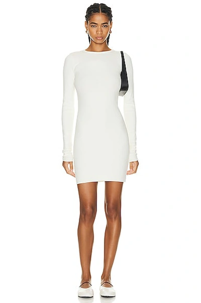 Éterne Long Sleeve Crewneck Mini Dress In Cream