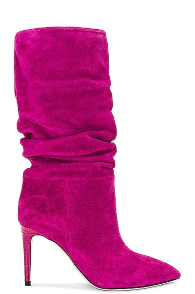Paris Texas High Heels Ankle Boots In Viola Suede In Fuchsia