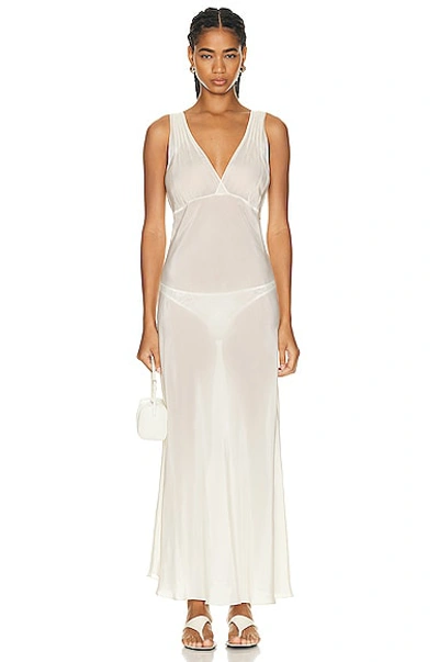 Leset Roma Deep V Slip Dress In Pearl