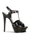 Saint Laurent Tribute Black Sandals With Platform In Patent Leather Woman In Nero