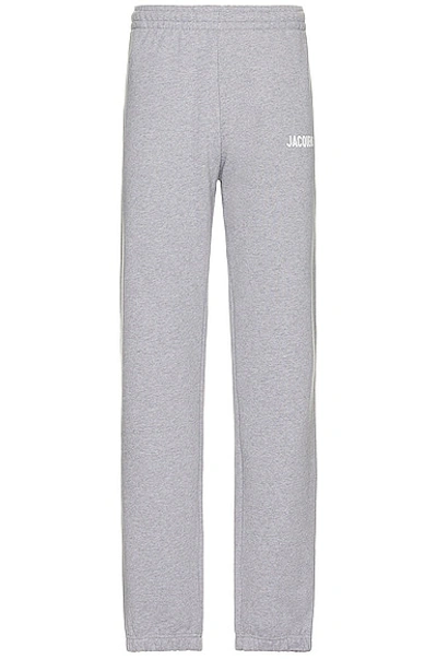 Jacquemus Logo-print Organic Cotton Track Pants In Grey