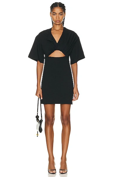Jacquemus La Dressing Gown Tshirt Bahia Cotton Mini Dress In Black