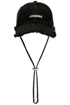 Jacquemus Le Casquette Artichaut Black Baseball Cap With Drawstring In Cotton Man In Black