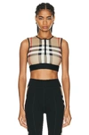 Burberry Check Jersey Crop Top In Black