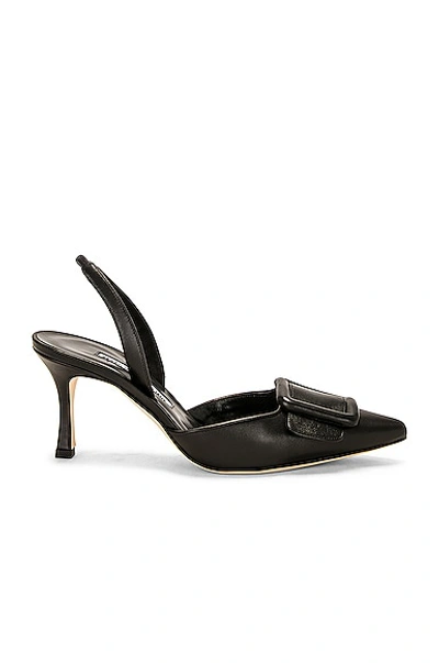 Manolo Blahnik Maysli 70 Nappa Slingback In Black