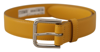 Dolce & Gabbana Yellow Leather Silver Tone Logo Metal Buckle Belt In Yellow