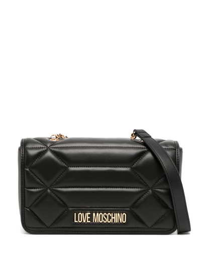 Love Moschino Kaleidoscope Quilted Leather Shoulder Bag In Black