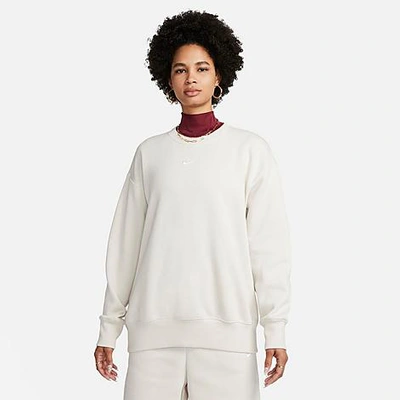 Nike Women's Sportswear Phoenix Fleece Oversized Crewneck Sweatshirt In Light Orewood Brown/sail