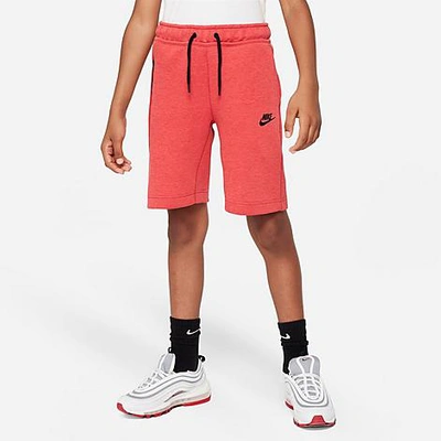 Nike Kids'  Boys' Tech Fleece Shorts In Light University Red Heather/black/black