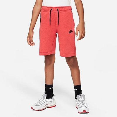 Nike Boys' Tech Fleece Shorts In Light University Red Heather/black/black