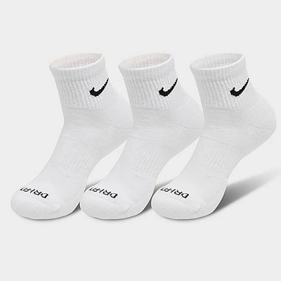 Nike Everyday Plus Cushioned Training Ankle Socks (3-pack) In White/black