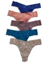 Hanky Panky Signature Lace Original Rise Thong Fashion 5-pack In Natural Rhythm