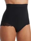 Maidenform Eco Lace Firm Control Mid-brief In Black