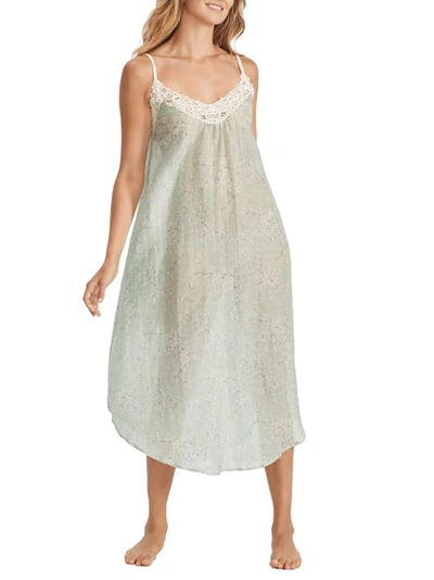 Papinelle Cheri Blossom Lace Woven Nightgown In Sage