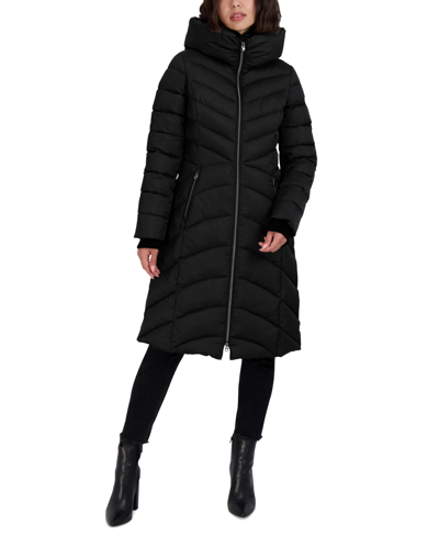 Laundry By Shelli Segal Faux Fur Trim Hooded Puffer Coat In Black