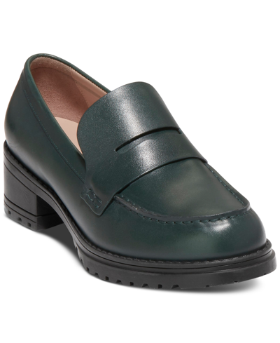 Cole Haan Women's Camea Lug-sole Penny Loafer Flats In Scarab Leather