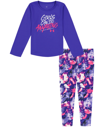 Under Armour Kids' Toddler Girls Long Sleeve Can Do Anything Long Sleeve T-shirt And Leggings Set In Electric Purple