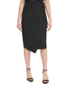 Calvin Klein Womens Pleated Knee Length Wrap Skirt In Black