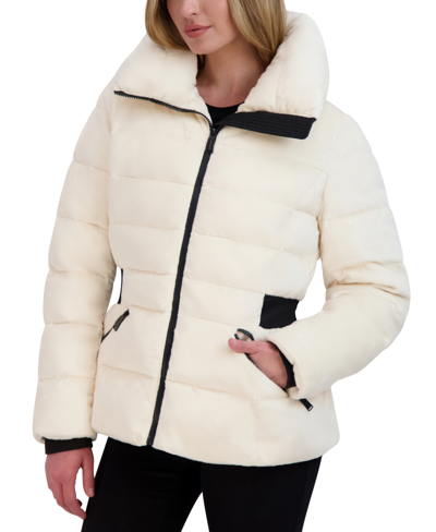 Laundry By Shelli Segal Women's Faux-fur Puffer Coat In Cream