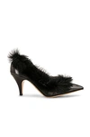 Khaite River Shearling-trimmed Mesh Pumps In Black