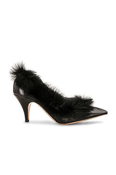 Khaite River Shearling-trimmed Mesh Pumps In Black