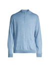 Peter Millar Men's Crown Autumn Crest Quarter-zip Sweater In Cottage Blue