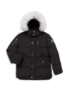 Moose Knuckles Kid's 3q Down Jacket In Black White