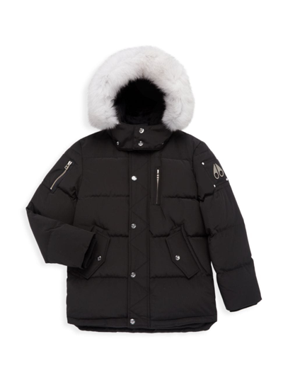 Moose Knuckles Kid's 3q Down Jacket In Black White