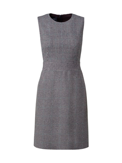 Akris Mixed Check Cashmere Short Dress In Greige Black