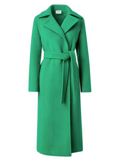 Akris Punto Women's Belted Long Wool Trench Coat In Green