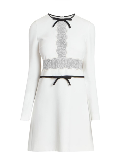 Giambattista Valli Women's Long-sleeve Lace & Bow Minidress In White
