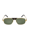 Cartier Men's Santos 60mm Rectangular Sunglasses In Gold Black