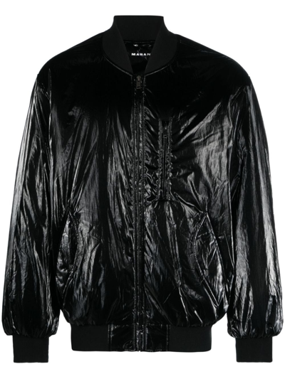 Isabel Marant High Shine-finish Bomber Jacket In Black