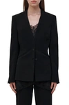 Simkhai Allie Crepe Combo Basque Jacket In Black