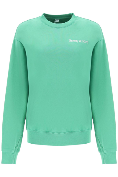 Sporty And Rich Le Racquet Club Crew-neck Sweatshirt In Green