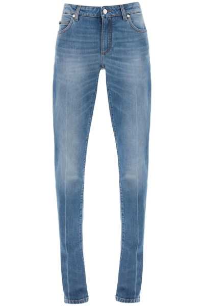 Dolce & Gabbana Low Rise Trumpet Jeans In Blue