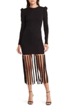 Helsi Greta Puff-shoulder Tassel Midi Dress In Black