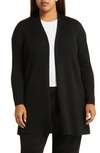 Eileen Fisher Plus Long Wool Cardigan In Black