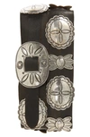 Ralph Lauren Concho Leather Belt In Black