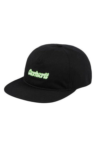 Carhartt Liquid Script Twill Baseball Cap In Black